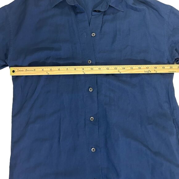 Uniqlo Navy Rayon Linen Minimalist Modest Relaxed Oversized Shirt Dress Sz XS - Picture 10 of 13